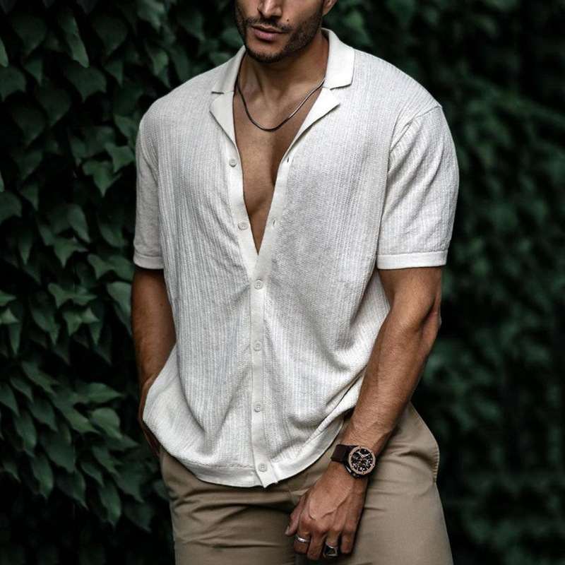 Men's Summer Solid Color Short Sleeve Knitwear