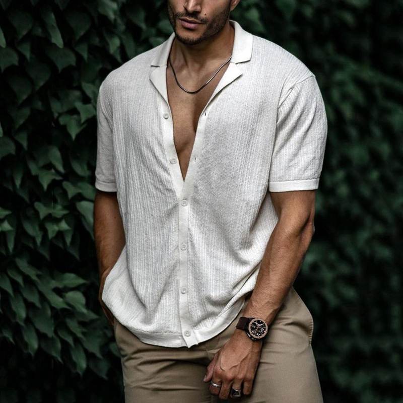 Men's Summer Solid Color Short Sleeve Knitwear