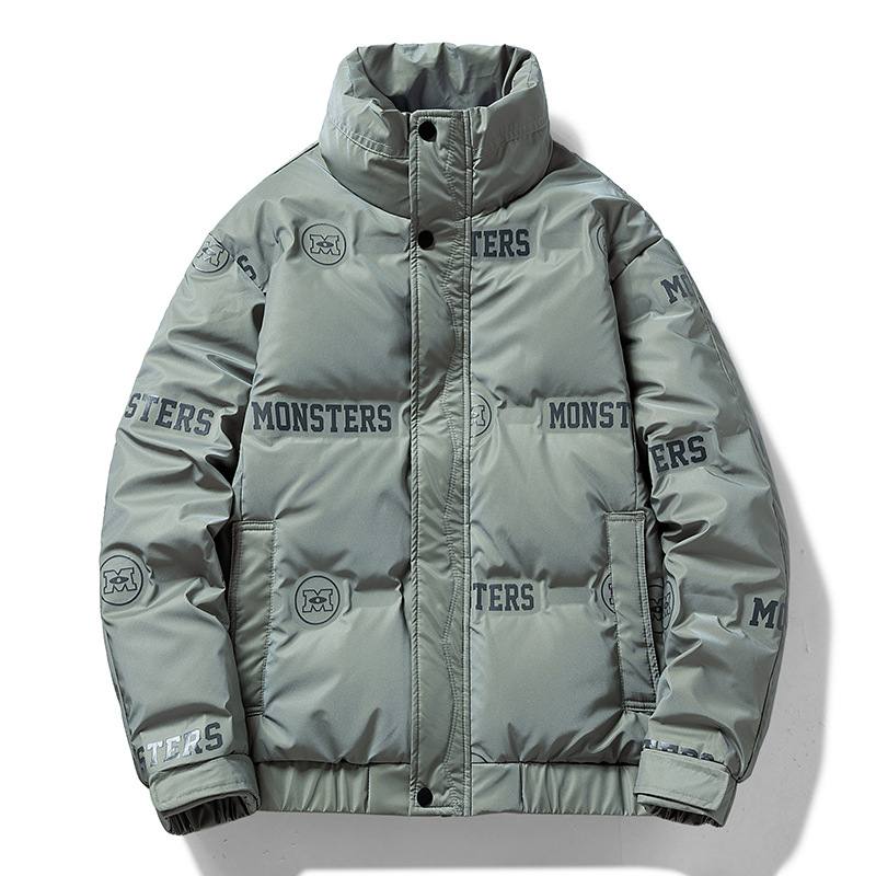 Plush Down Jacket Men's New Letter Printing Loose Casual All-match