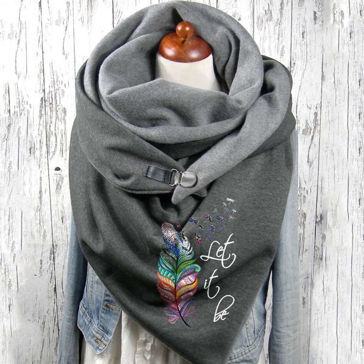 Warm Button Scarf Plus Velvet