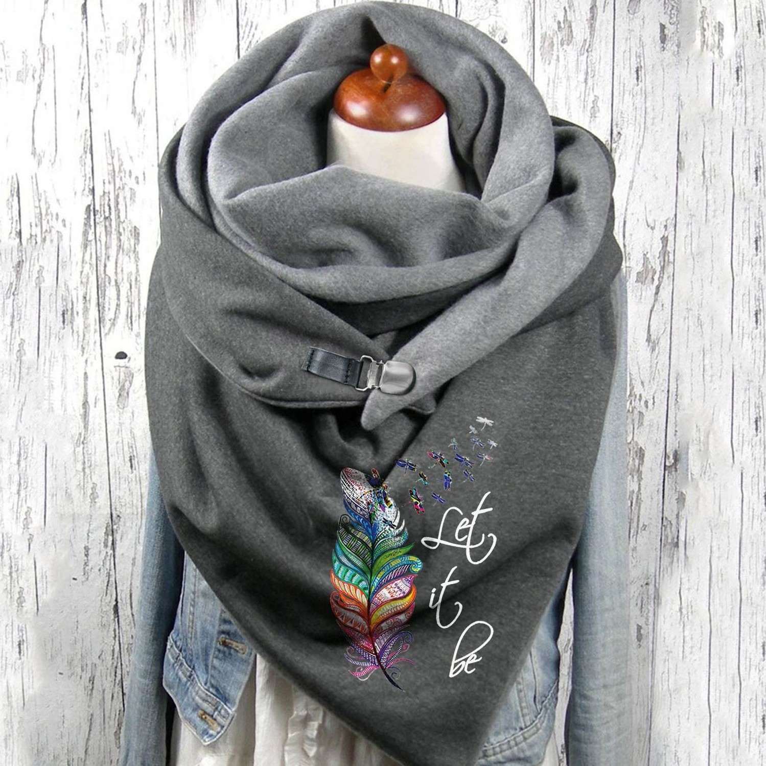 Warm Button Scarf Plus Velvet
