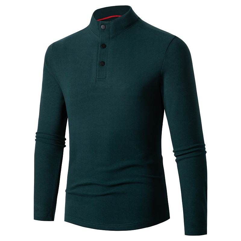 New Style Men's Long Sleeved T-shirt Half High Collar Base Coat