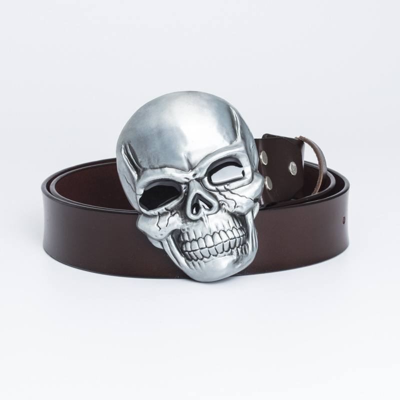 Big Buckle Belt Retro Cowhide Ghost Head