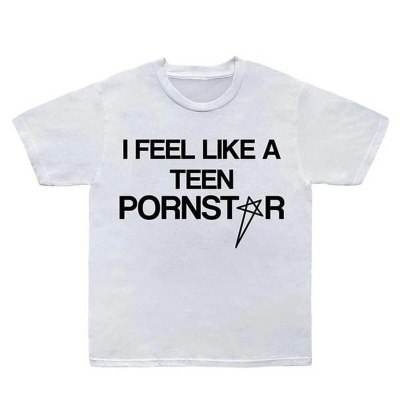 White Letter Printed Summer Pure Cotton T-shirt