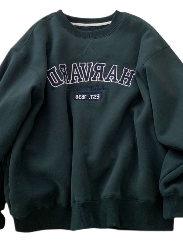 Embroidered Velvet Lining Thickened Sweater For Women