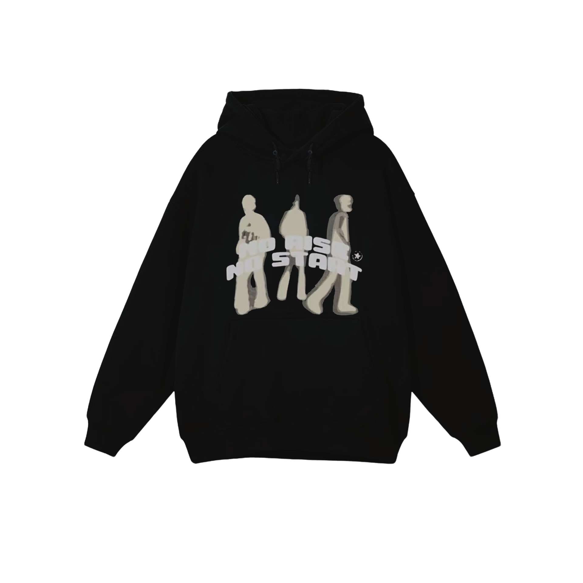 Men's And Women's Fashion Retro Black And Gray Three-person Shadow Hooded Sweater
