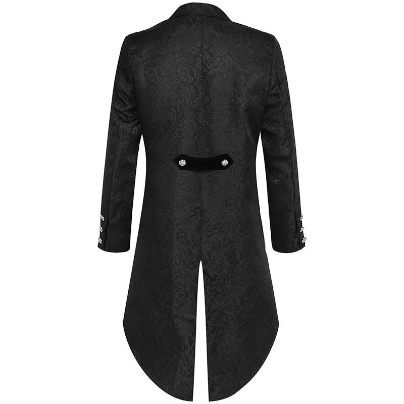 Men's Retro Gothic Style Swallowtail Mid-length Jacquard Blazer