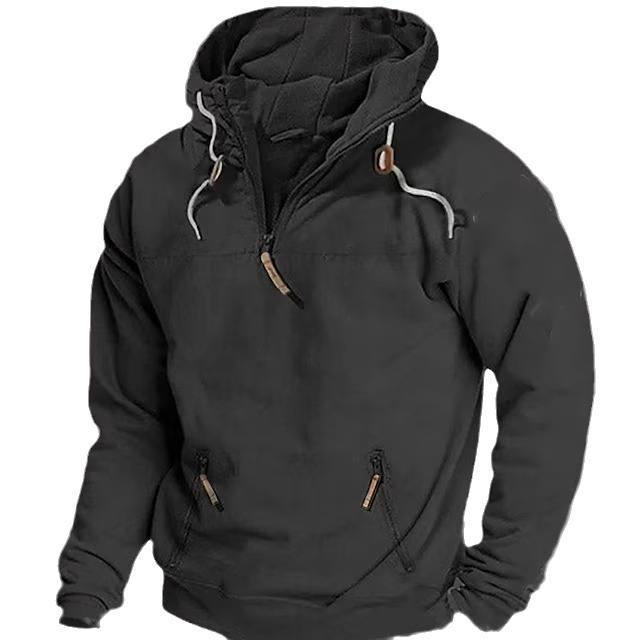 Hooded Solid Color Men's Casual Sweatshirt Thickened Coat