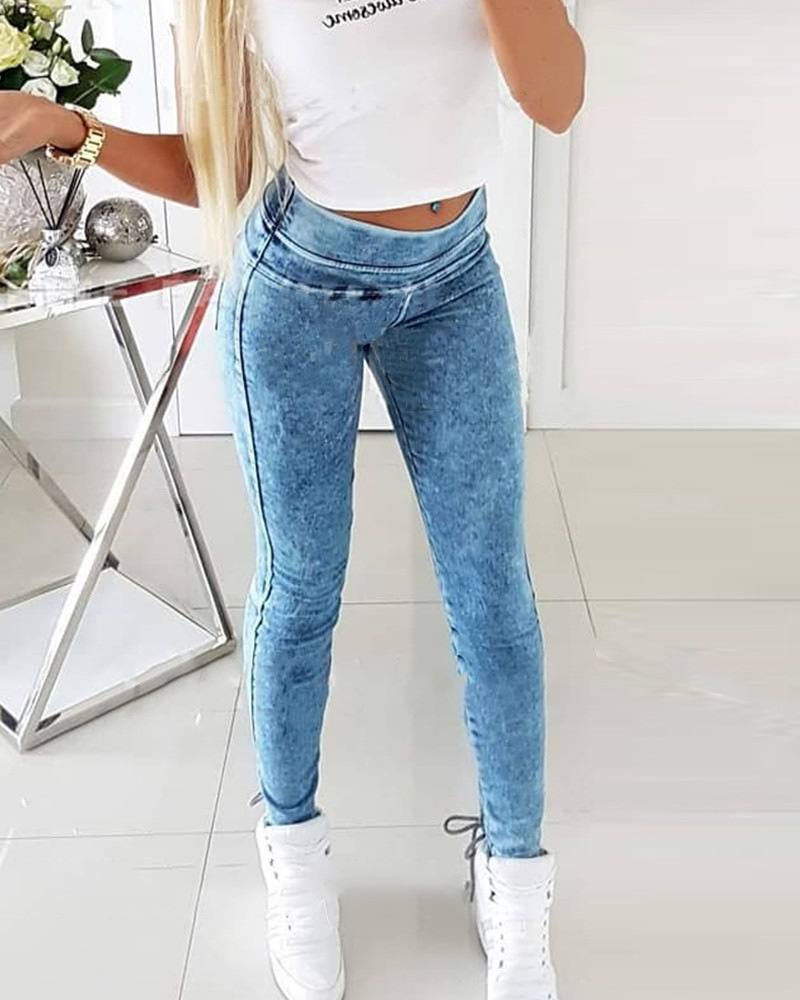 Women's High Waist Lace-up Stretch Skinny Jeans