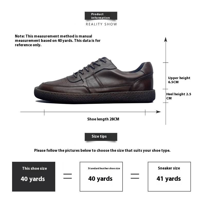 Leather Sneakers Breathable Low Top Vintage Men's Casual Shoes