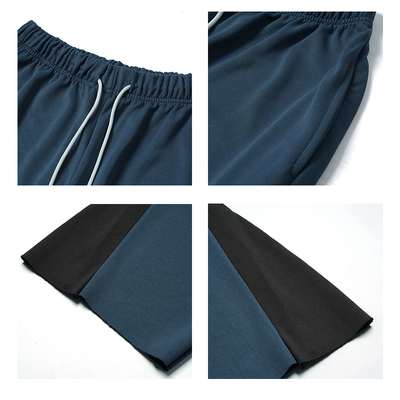Patchwork loose straight-leg pants