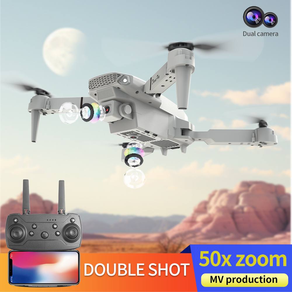 E88 Dual Camera Drone, WiFi FPV Double Folding RC Quadcopter Altitude Hold, Remote Control Toy For Beginners, Ideal Men's Gift For Outdoor Fun, Great For Christmas, Halloween, And Thanksgiving