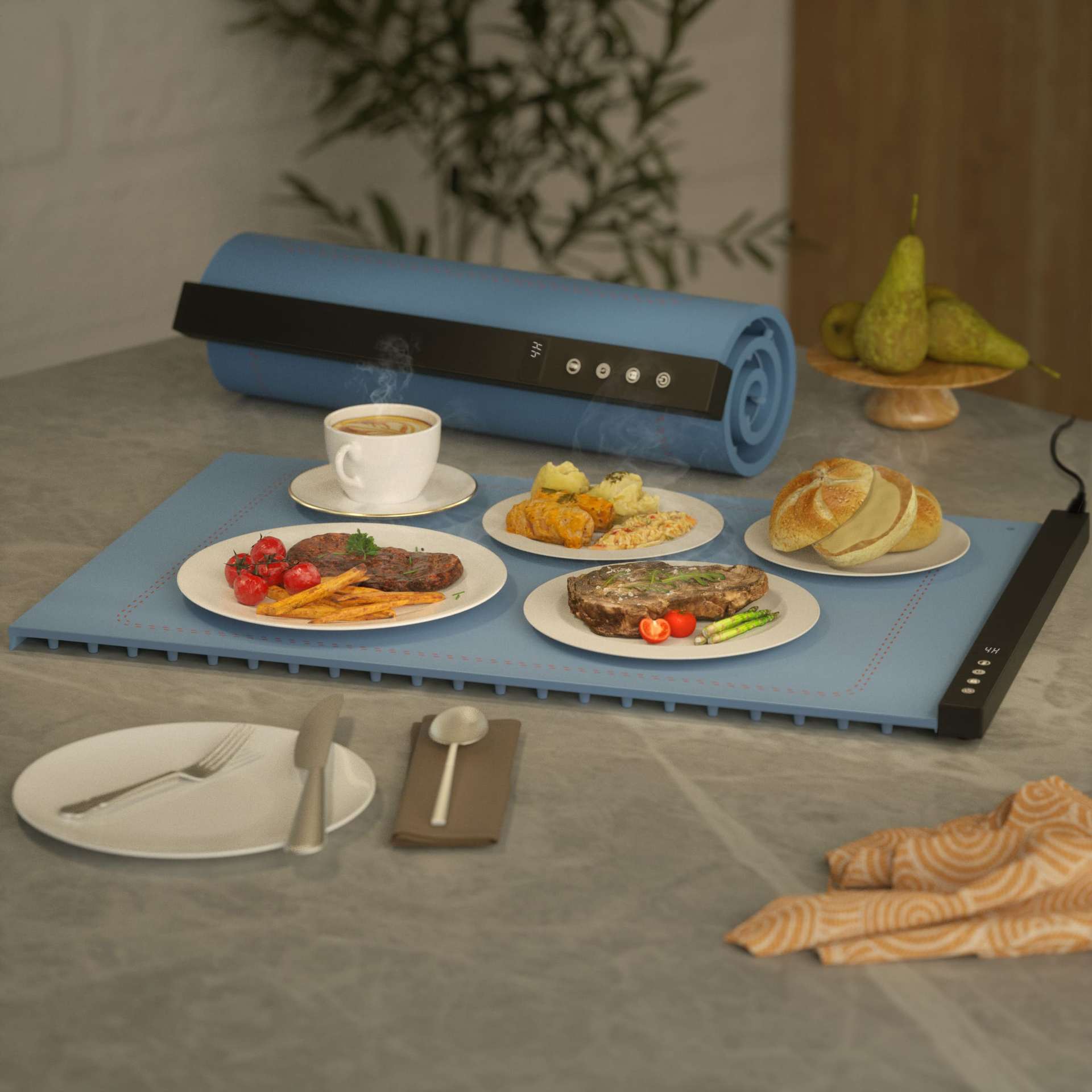 Silicone Food Warmer Tray With Timer And Child Lock Five-Level Temperature Adjustment Heat-Retaining Pad Silicone Insulated Food Tray