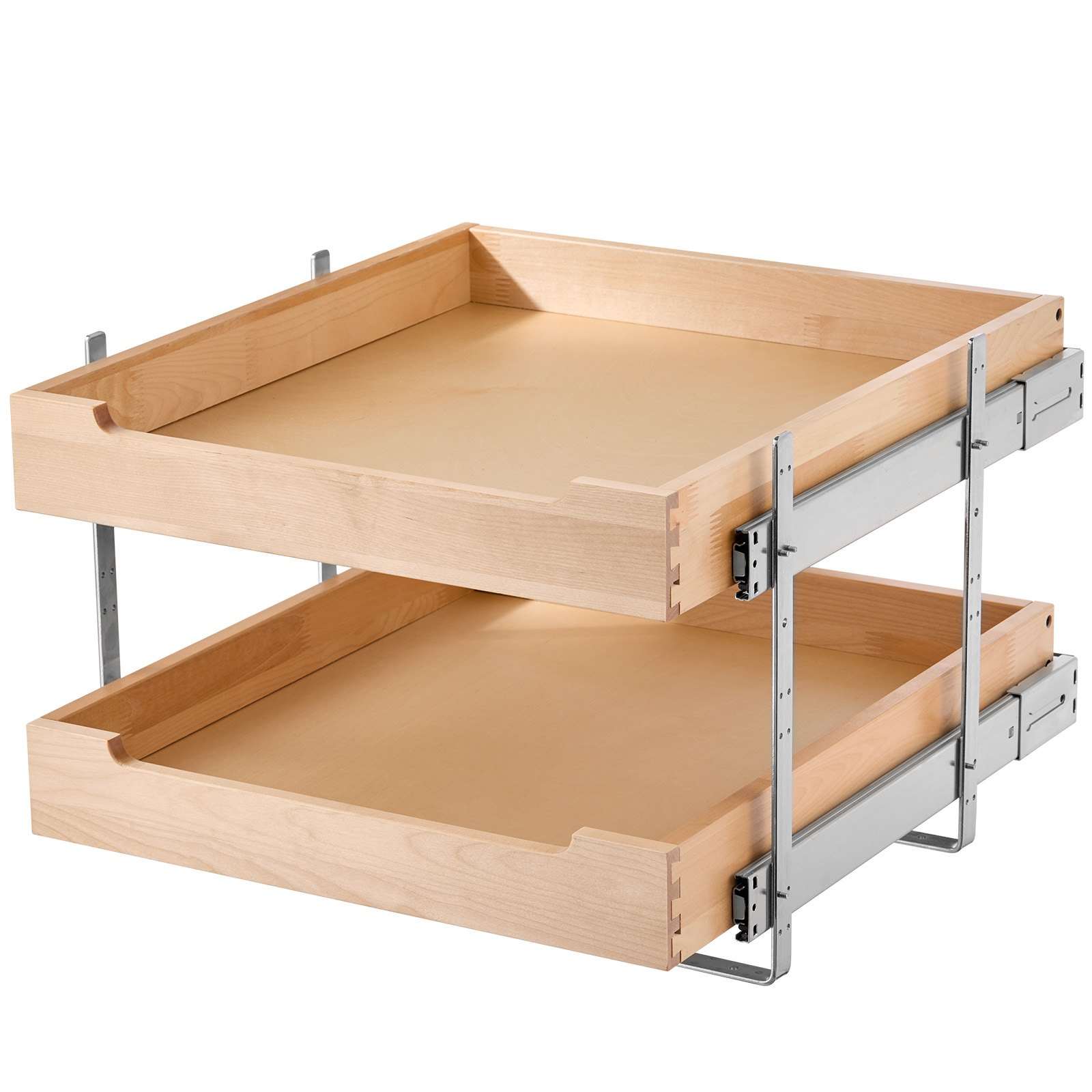 2 Tier Pull Out Cabinet Organizer Soft Close Slide Out Wood Drawer 20'W X 21'D