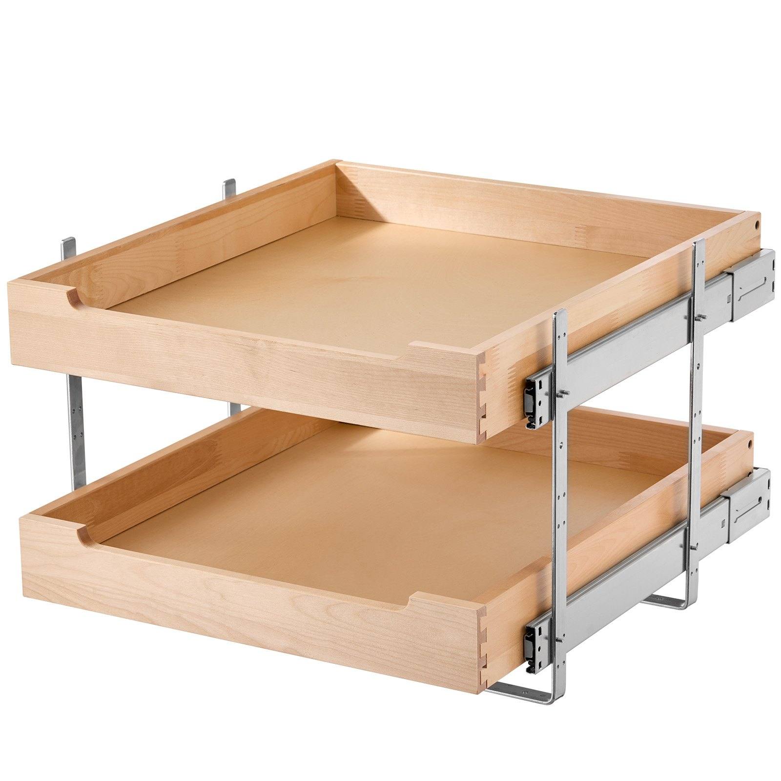 2 Tier Pull Out Cabinet Organizer Soft Close Slide Out Wood Drawer 20'W X 21'D