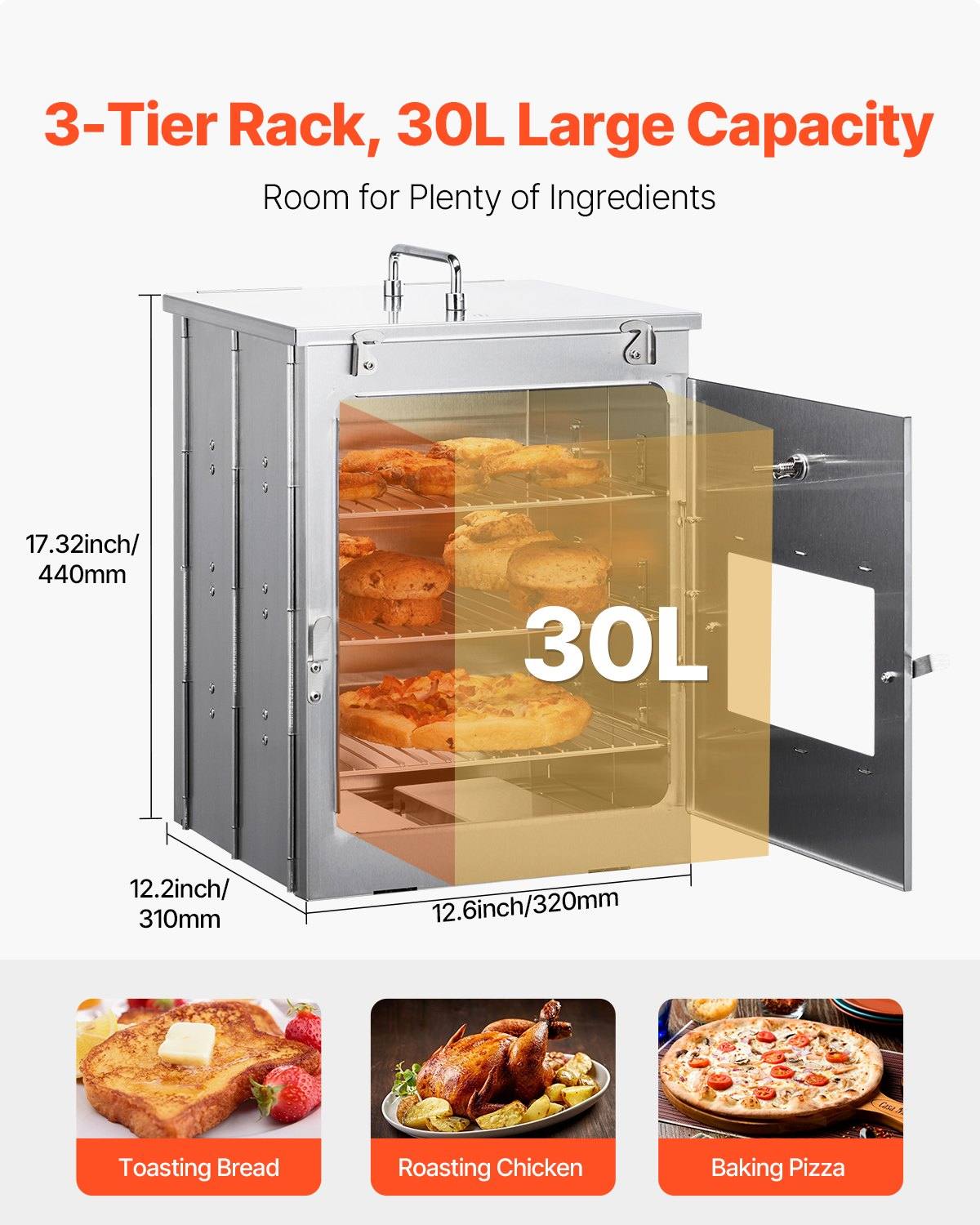 Foldable Camping Oven Stainless Steel Portable Camping Stove 3 Tier Grill