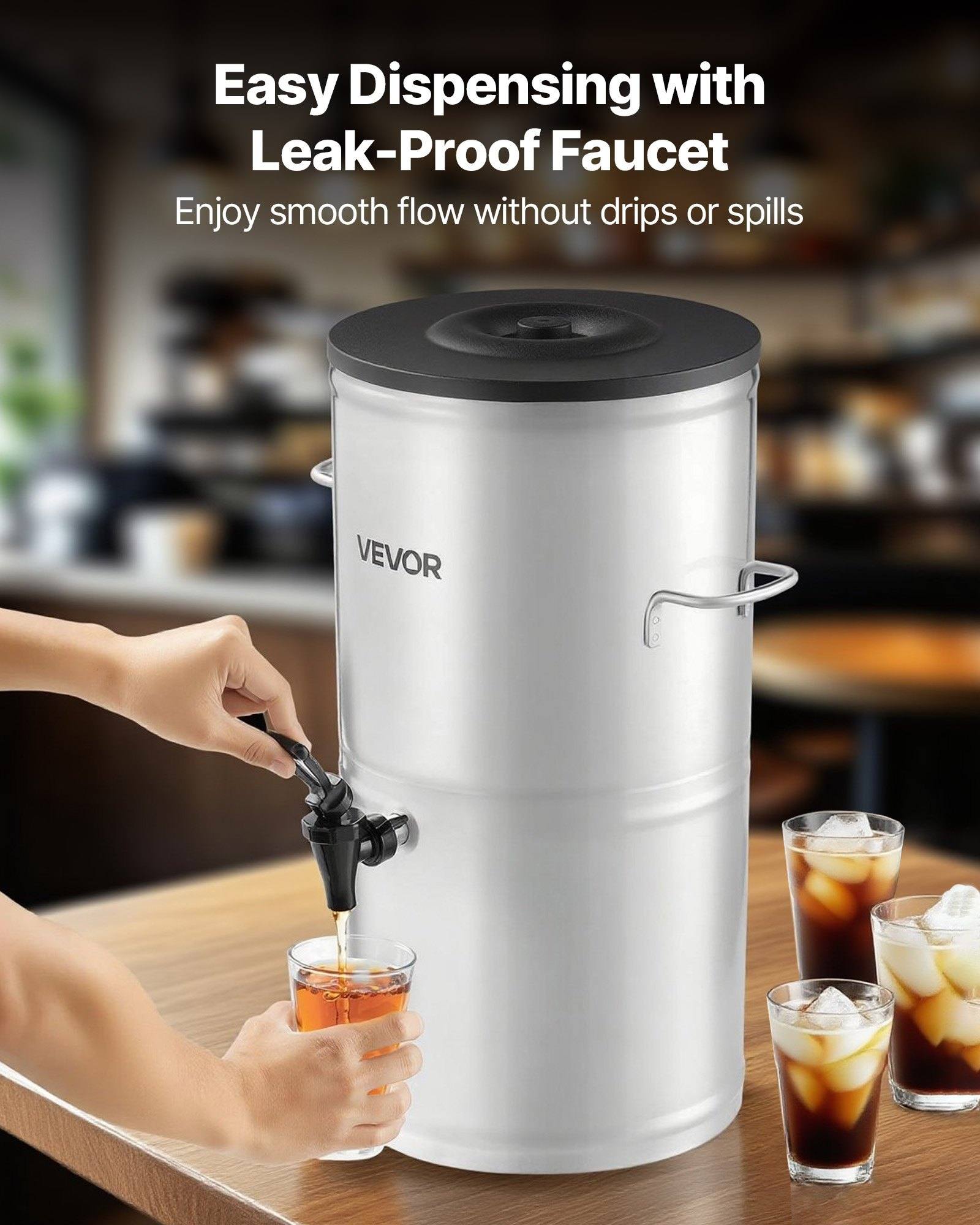 Ice Tea Dispenser 4 Gal/15L For Iced Tea Juice Coffee 304 Stainless Steel