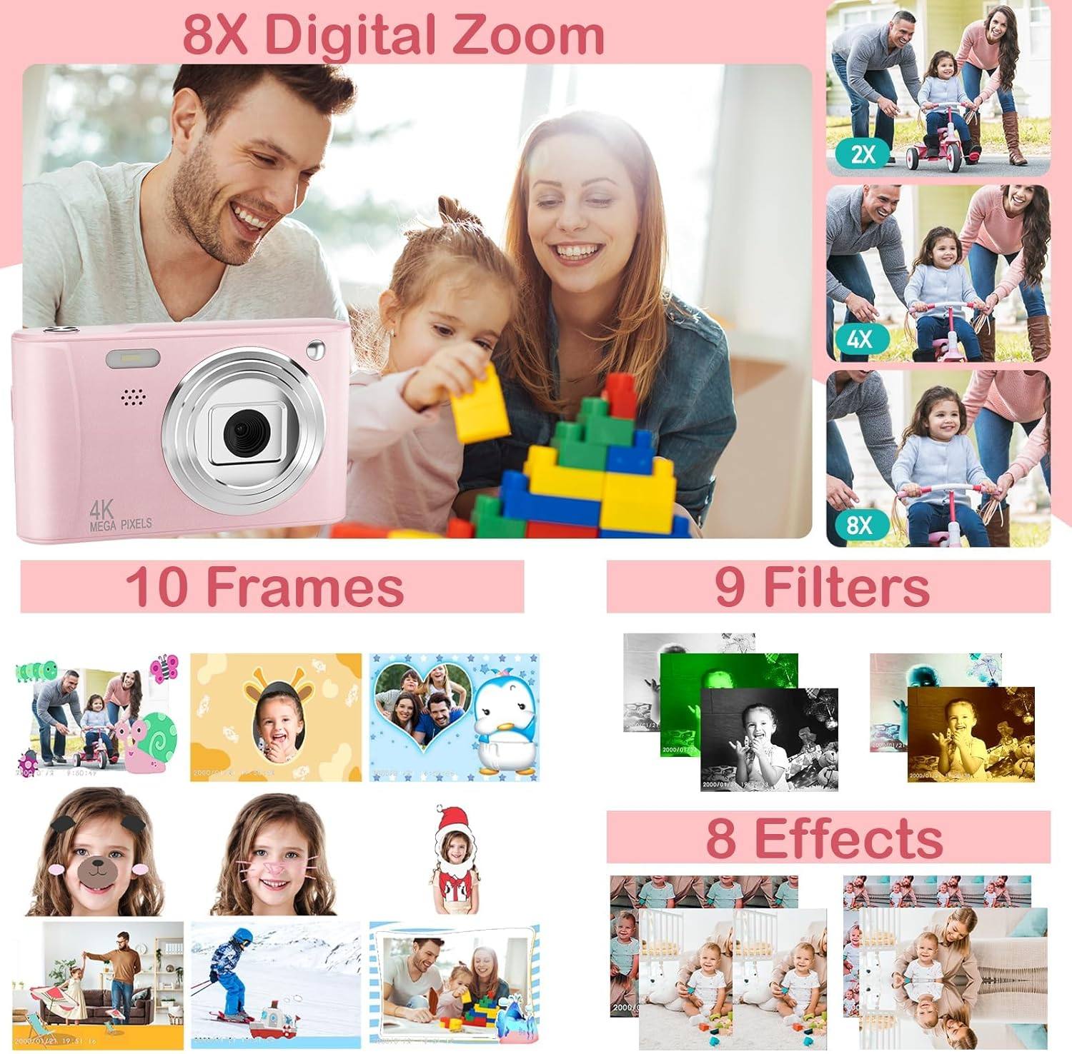 Kids Digital Camera Christmas Birthday Gifts With 32GB SD Card