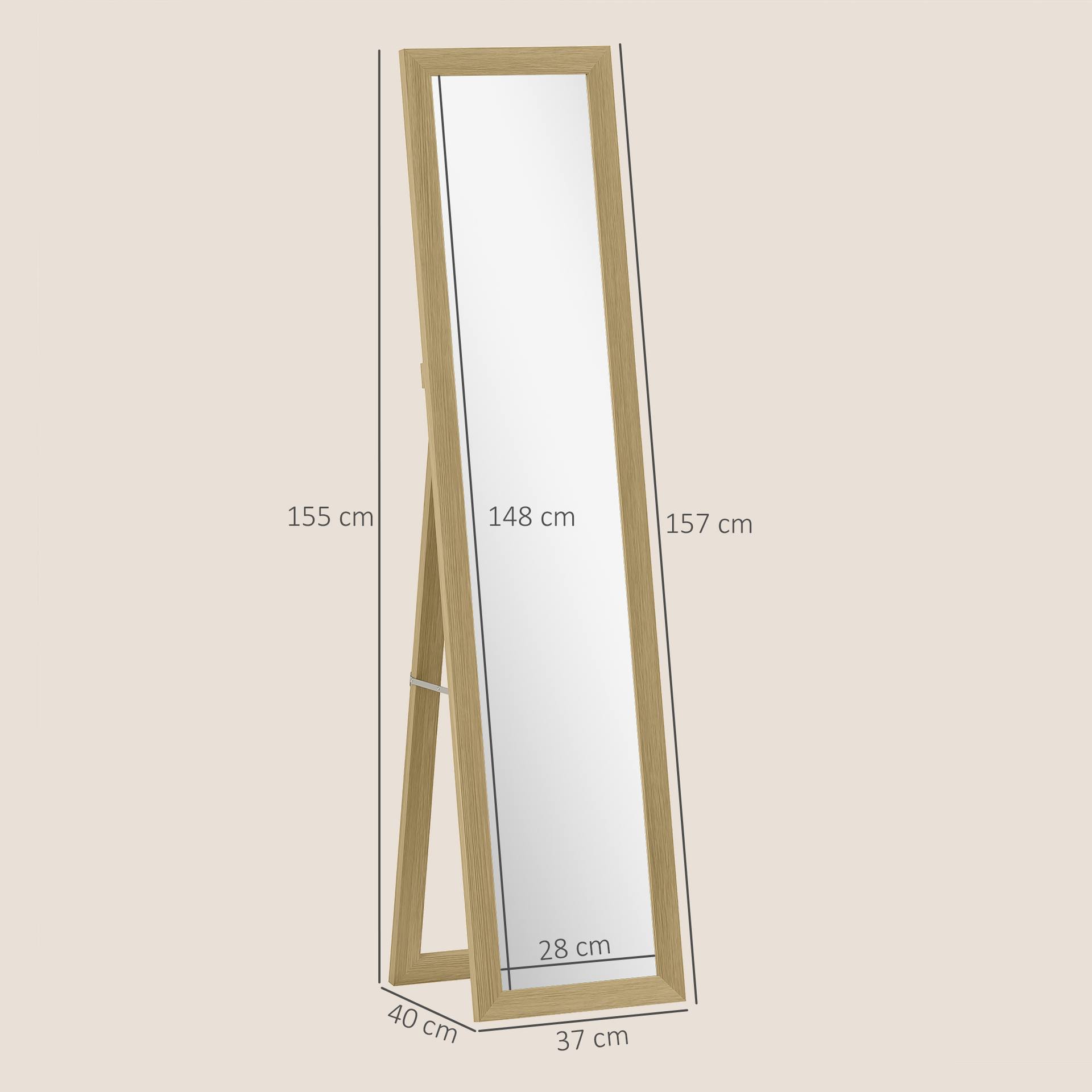 37 X 157 Cm Full Length Mirror - Natural