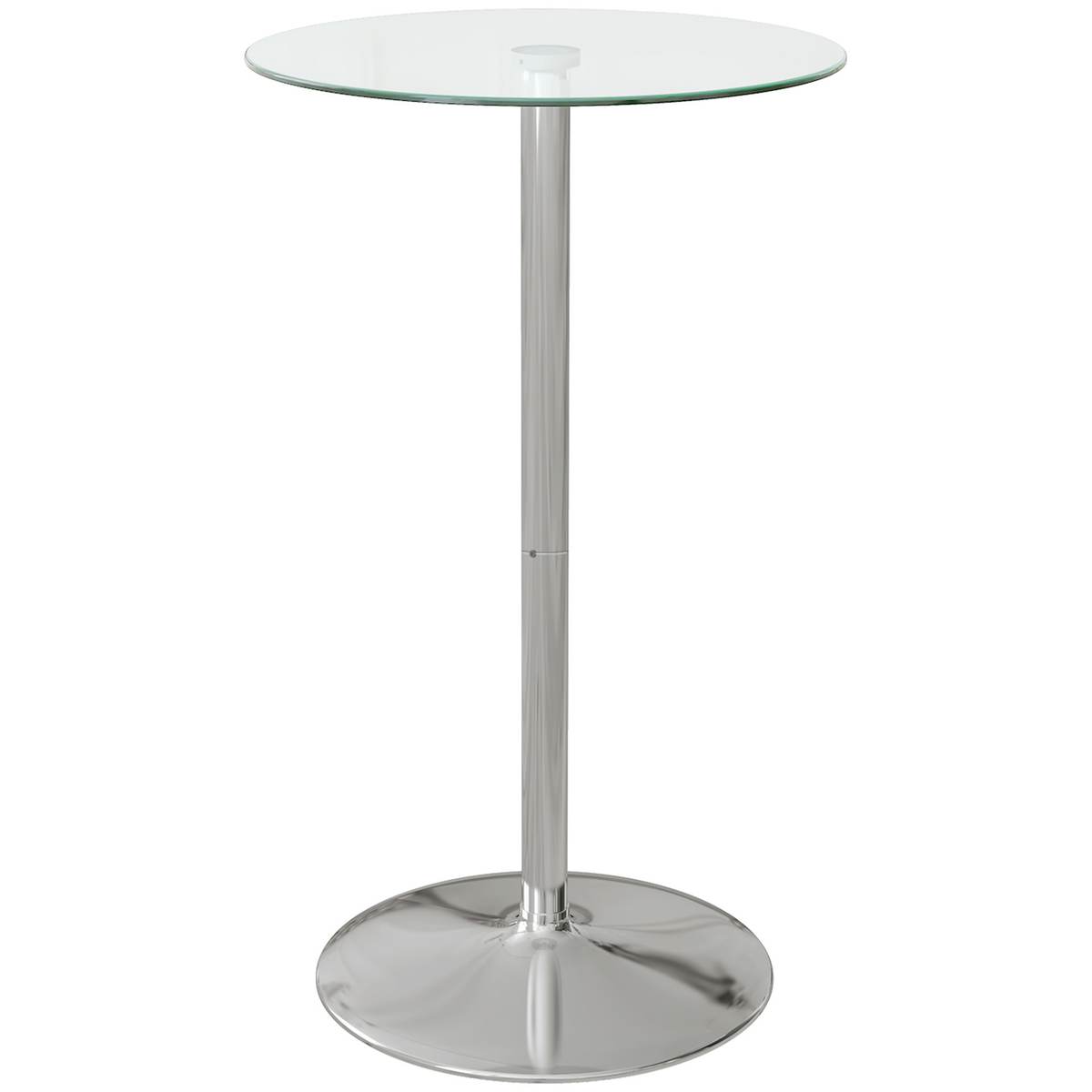 High Top Bar Table, Round Kitchen Table With Tempered Glass Top And Steel Base, Bistro Table For 2 People, Clear