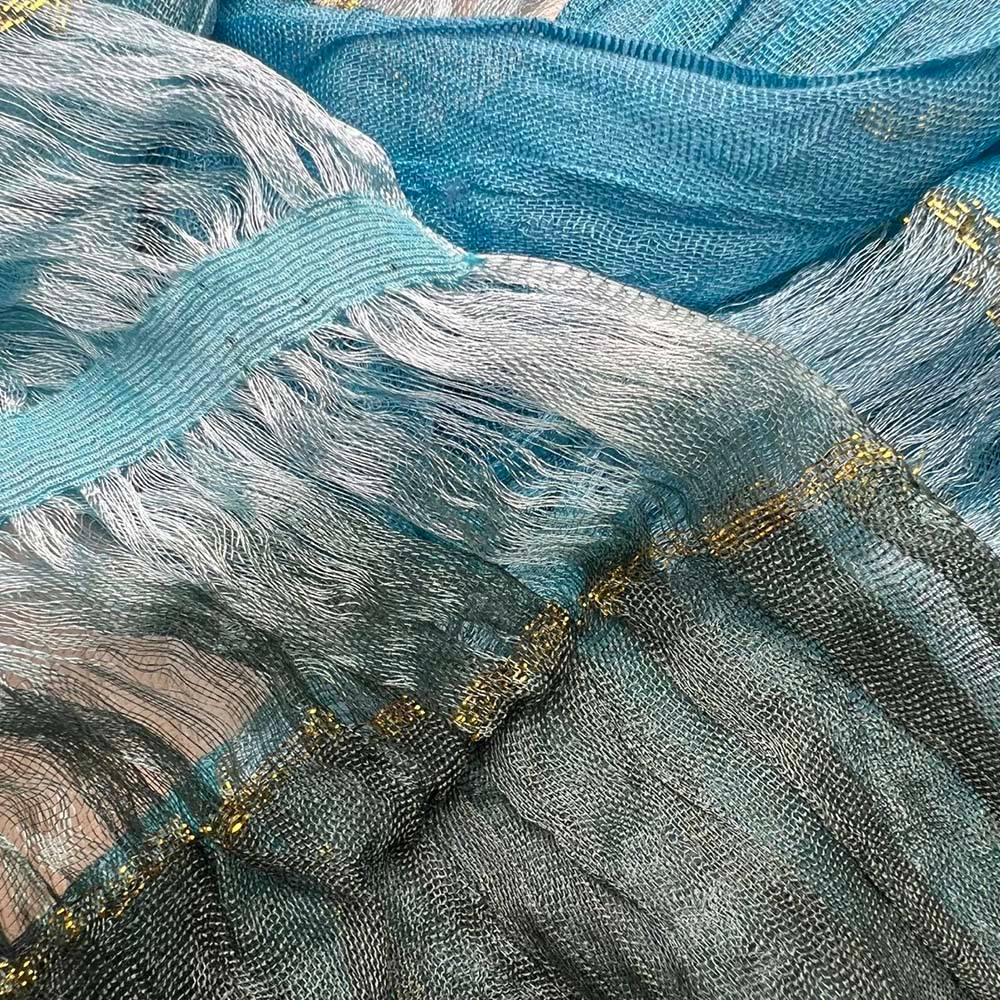 Shimmer Skinny Scarf,Trendy Narrow Cut,Iridescent Turquoise Hue,Office Appropriate Subtlety For Women Men