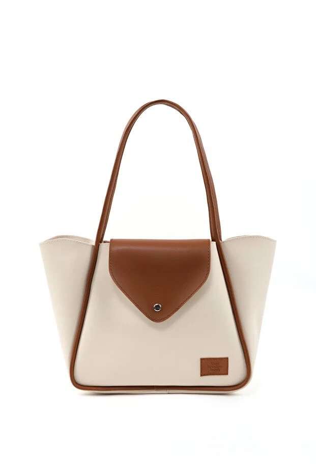 Large Faux Leather Snap Closure Tote Bag Single Compartment Hand Arm And Shoulder Bag
