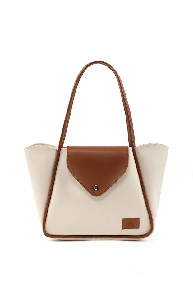 Large Faux Leather Snap Closure Tote Bag Single Compartment Hand Arm And Shoulder Bag