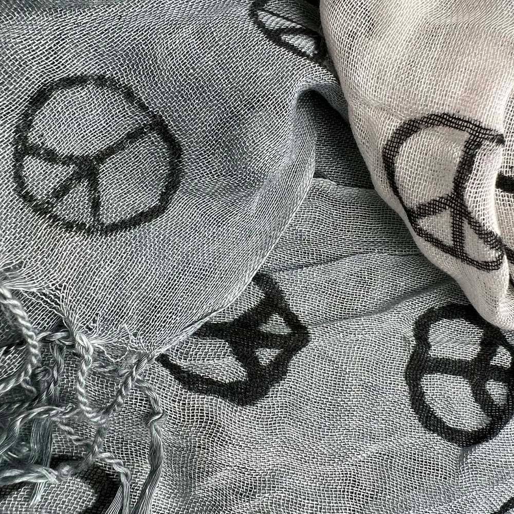 Grey Printed Viscose Scarf - Subtle Pattern Scarf 63inchx22inch