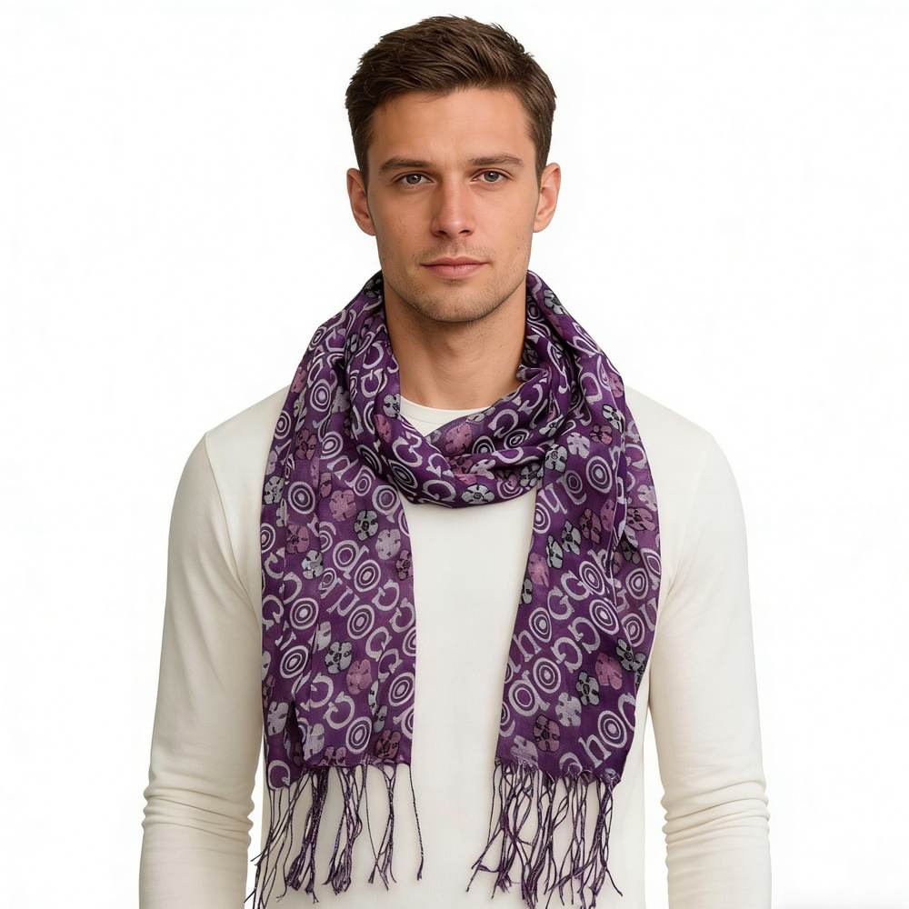 2pcs Purple Flowy Boho Viscose Watercolor Inspired On Airy Scarf,Luxe Look For Evening Wear,Scarf,vacation,daily Life,evening Party,Office Appropriate Subtlety For Women Men