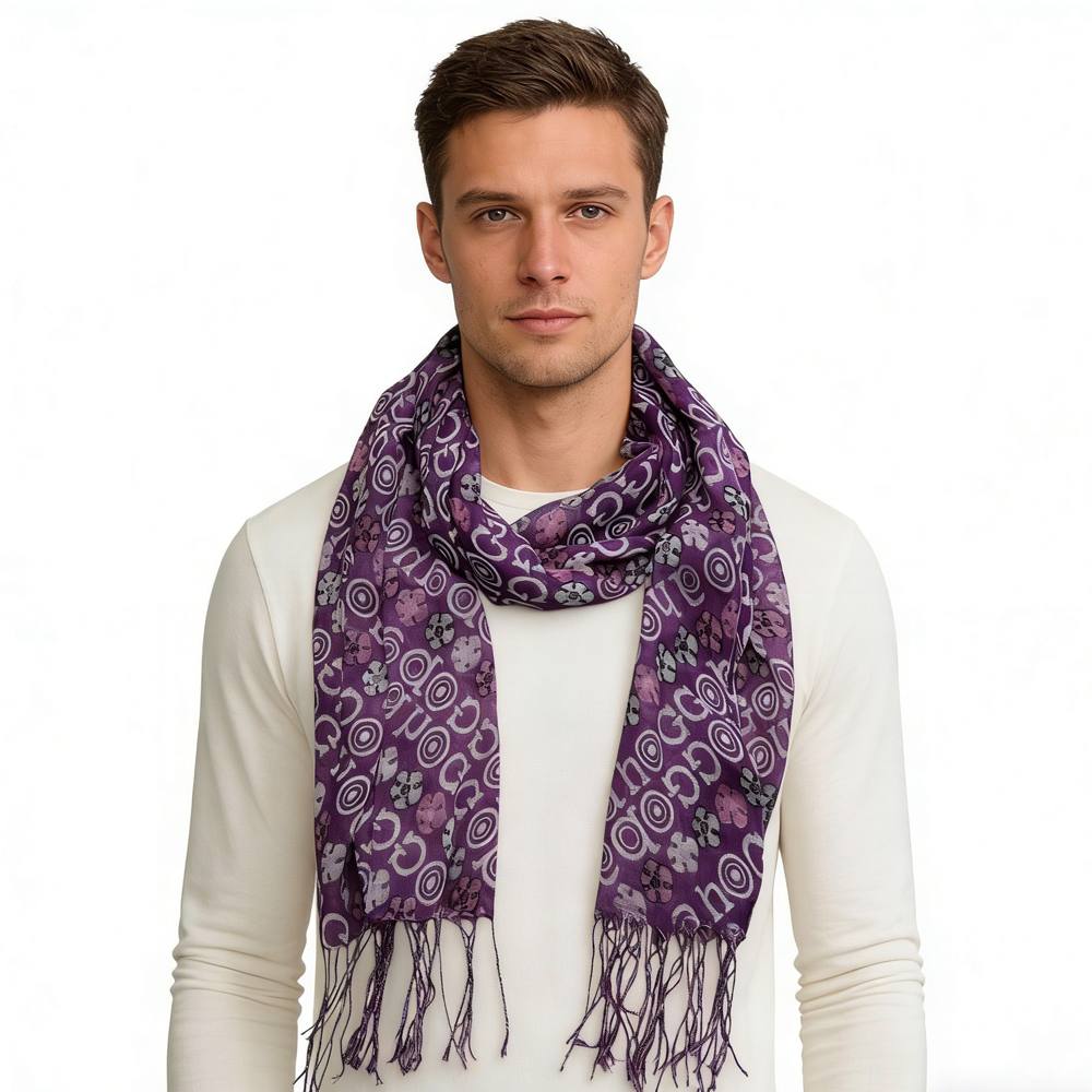2pcs Purple Flowy Boho Viscose Watercolor Inspired On Airy Scarf,Luxe Look For Evening Wear,Scarf,vacation,daily Life,evening Party,Office Appropriate Subtlety For Women Men