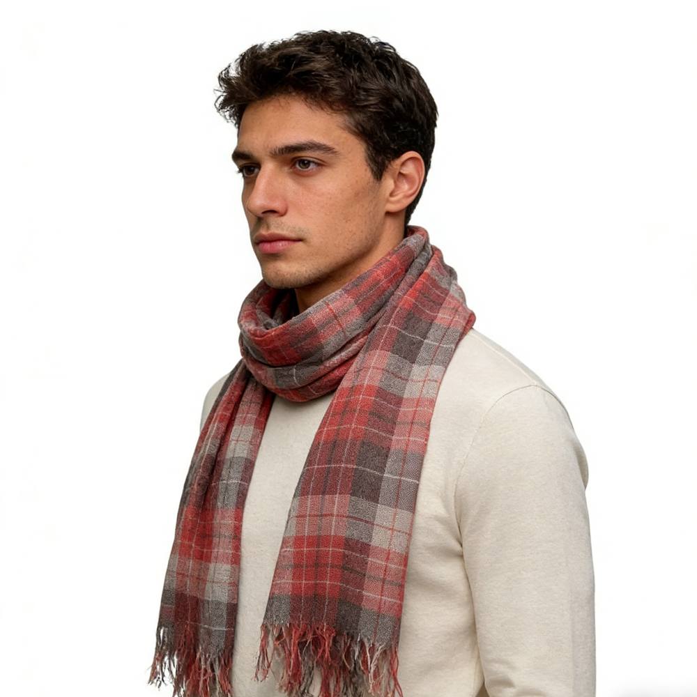 2pcs Lightweight Fashion Orange Red Yarn Dyed Scarf ,Luxe Look For Evening Wear,Scarf,vacation,daily Life,evening Party,Office Appropriate Subtlety For Women Men