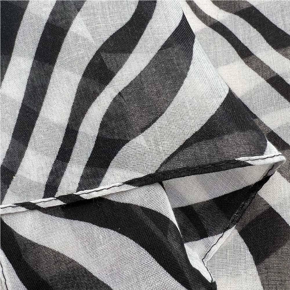 2pcs Lightweight Sheer Scarf ,Black White Monochrome Geometric Printed Modern Looks Scarf For Women And Men