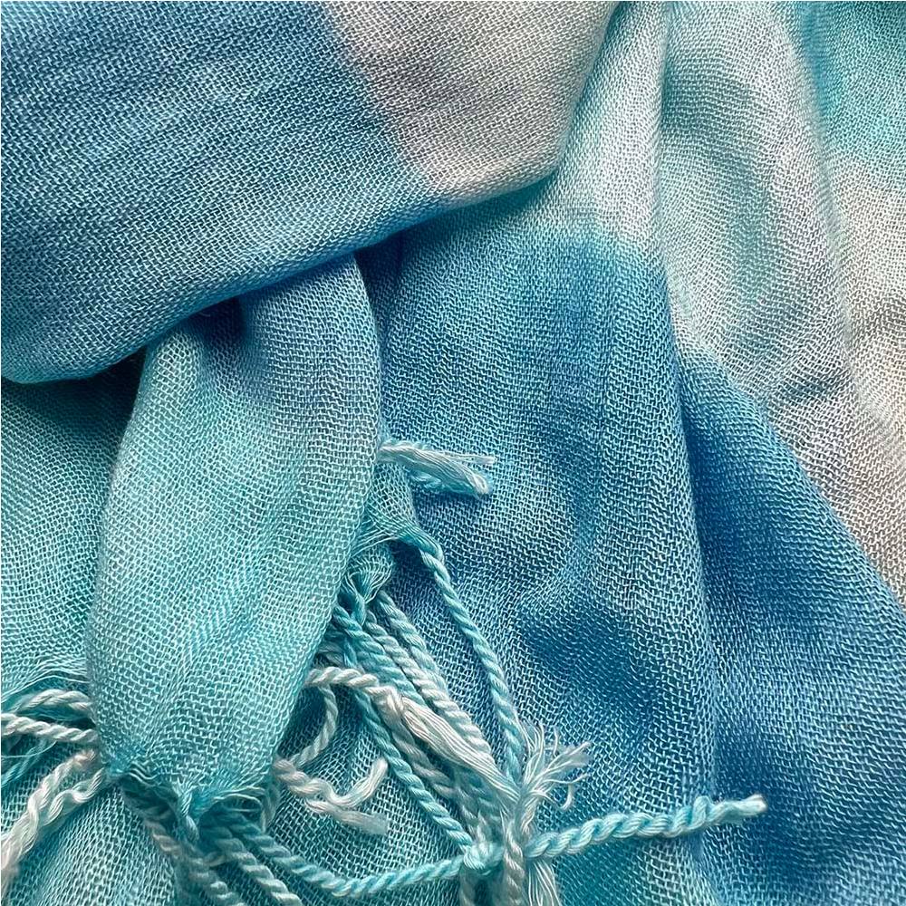 2pcs Turquoise Watercolor Printed Scarf For Women Men