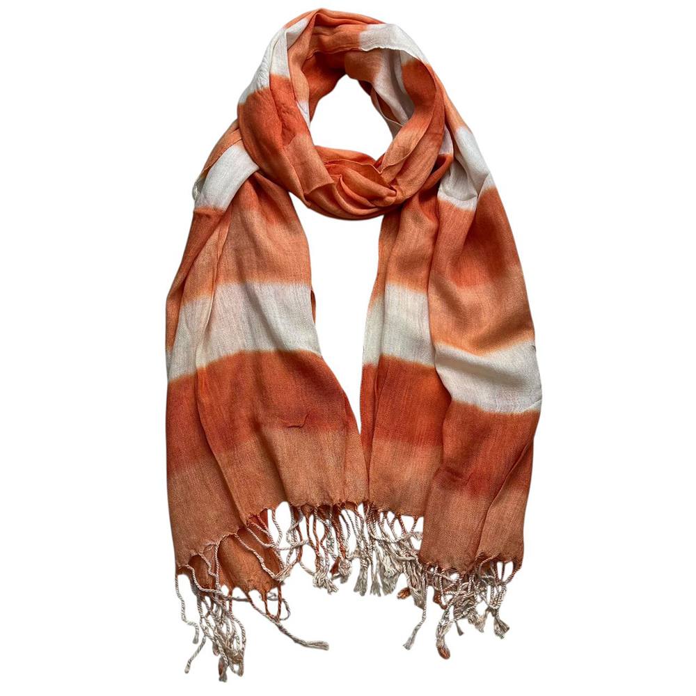 2pcs Coral Toned Abstract,Flowy Casual Scarf ,Orange Red Printed Scarf,Fringed Edges For Movement Women Men