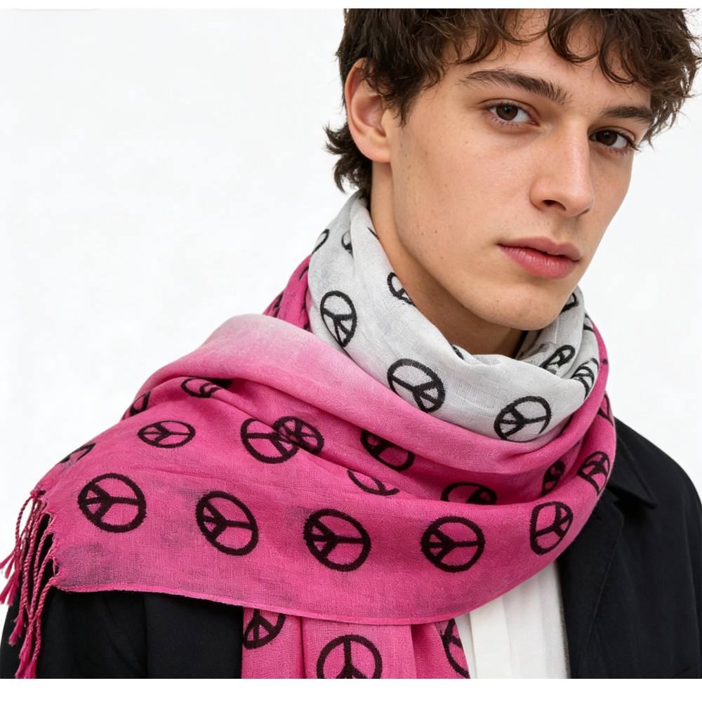 2pcs Hot Pink Semi Sheer Scarf , Delicate Drape For Warm Days,Office Appropriate Subtlety For Women Men
