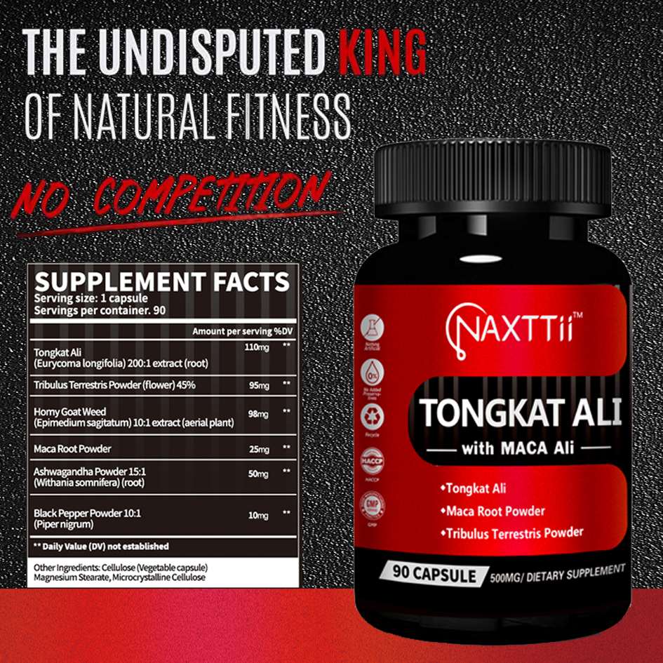 NAXTTII Natural Fuel For Men Supplement With Tongkat Ali, Maca Root, Ginseng To Boost Circulation, Energy, Stamina, Drive And Performance 90 Capsules