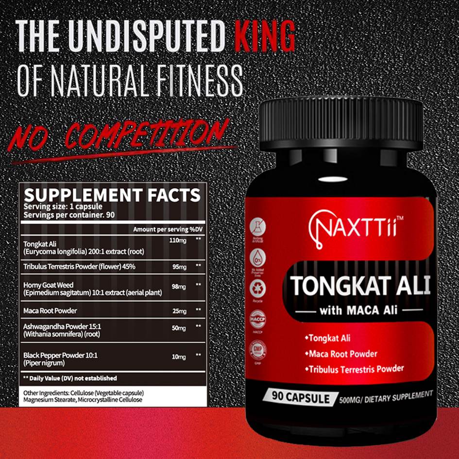 NAXTTII Natural Fuel For Men Supplement With Tongkat Ali, Maca Root, Ginseng To Boost Circulation, Energy, Stamina, Drive And Performance 90 Capsules