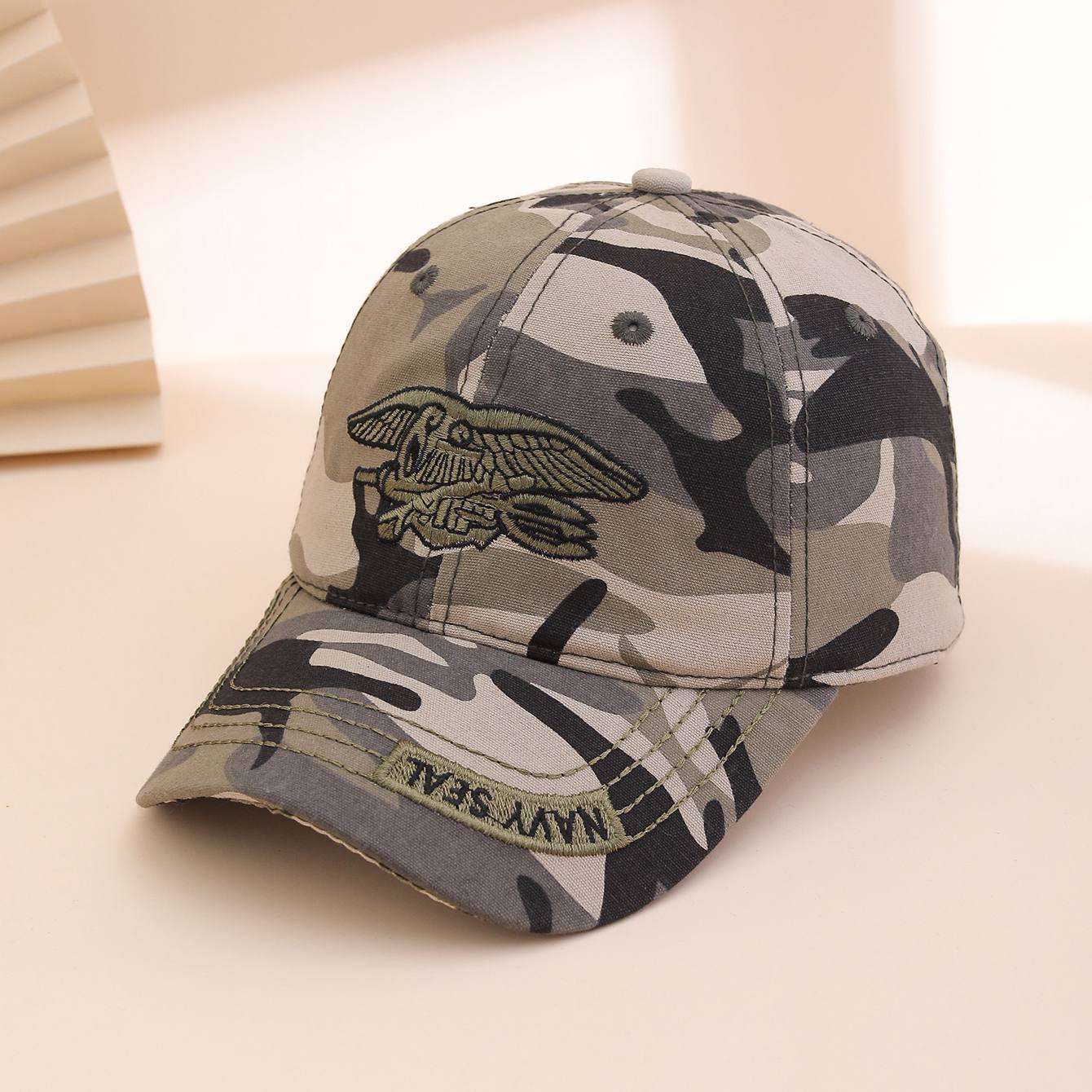 Spring And Autumn Fashion Patchwork Embroidered Letter Baseball Cap, Military Style Outdoor Versatile Straw Hat
