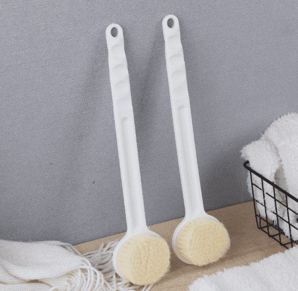 Long-handled bath brush-round-white-PP+PET-1 piece