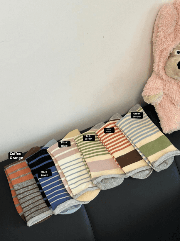 Socks-Rainbow Stripes-Coffee Orange-1 pair