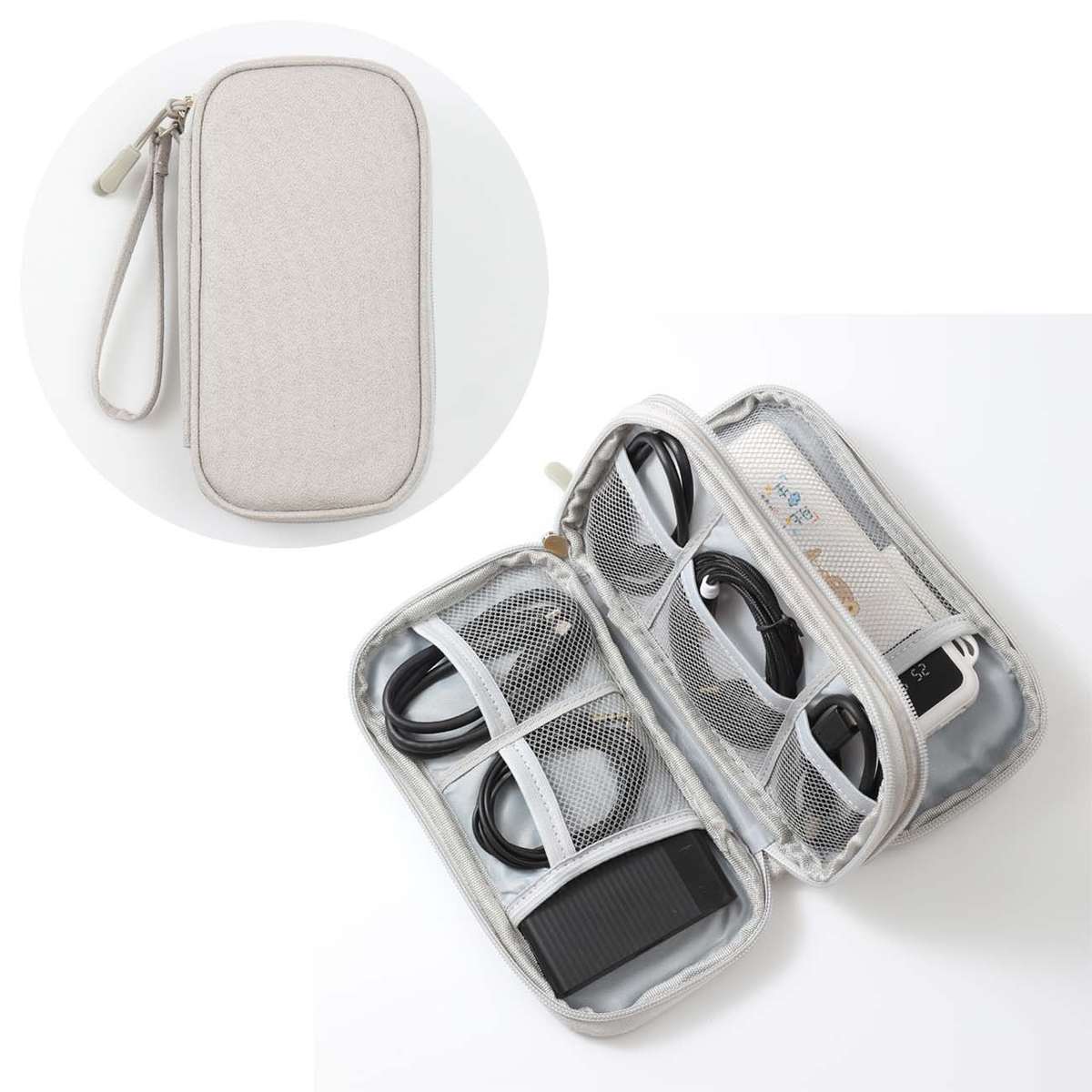 Mobile power storage bag-double layer model-gray-1 piece
