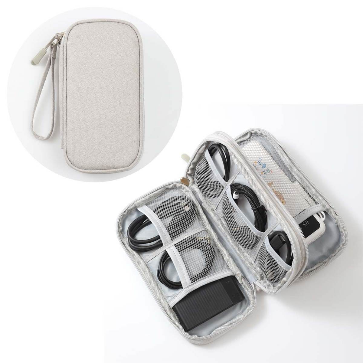 Mobile power storage bag-double layer model-gray-1 piece