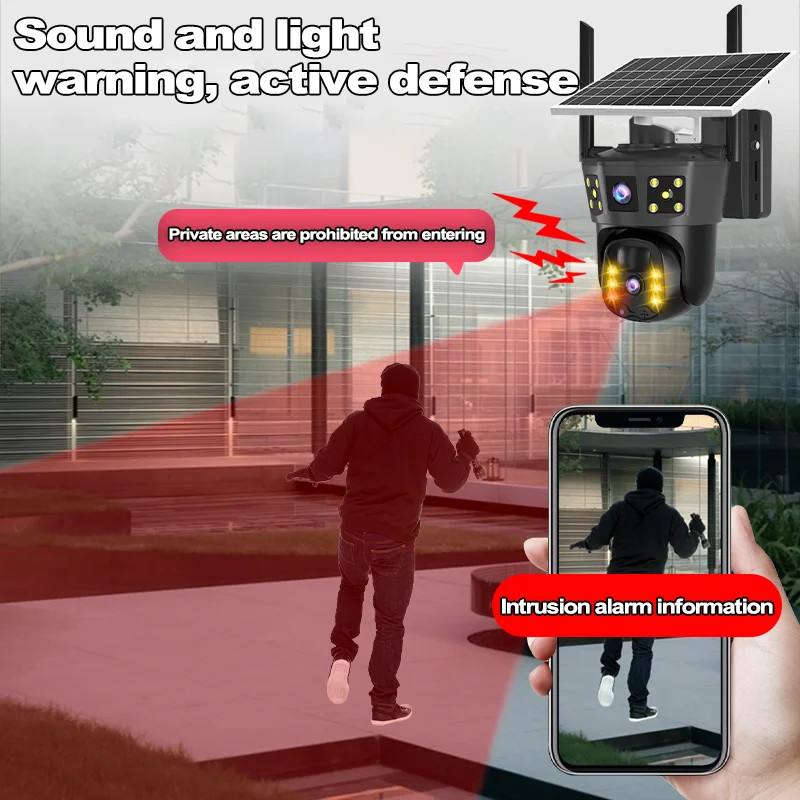 3 Screens Wireless Security Camera Wifi Solar Powered Voice PIR Cctv Outdoor UK