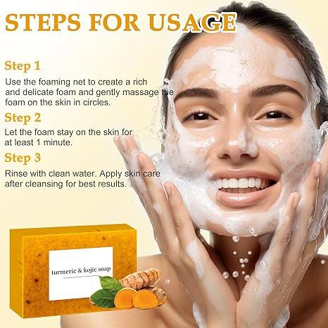 Only Supports Self Pickup With Waybill Turmeric Kojic Acid Brightening Soap, Deep Cleansing & Hydrating Bar For Radiant, Even-Toned Skin