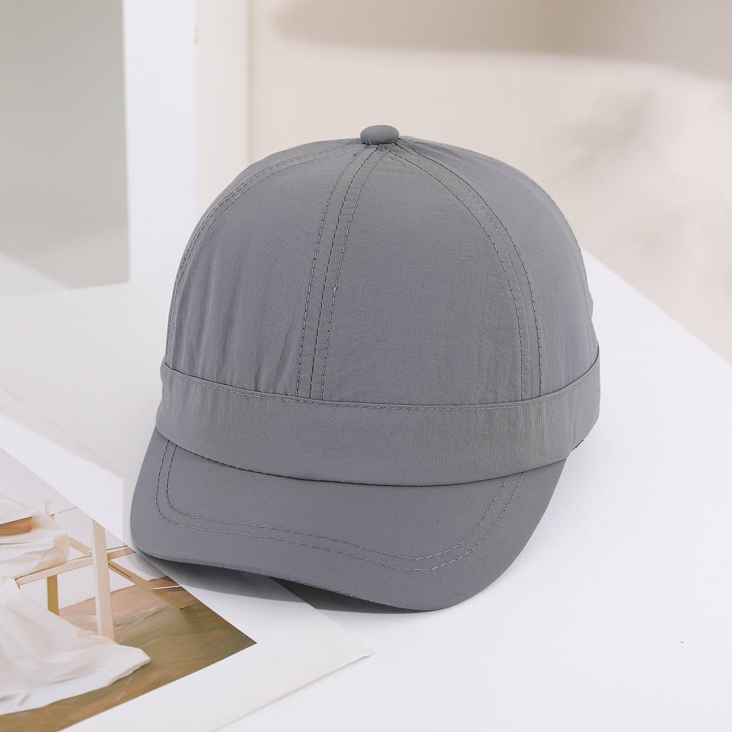 Solid-color Light Board Short Brim Quick-drying Lightweight Sunshade Casual Multi-purpose Style Baseball Cap For Outings, Outdoor Activities, Hiking, Running