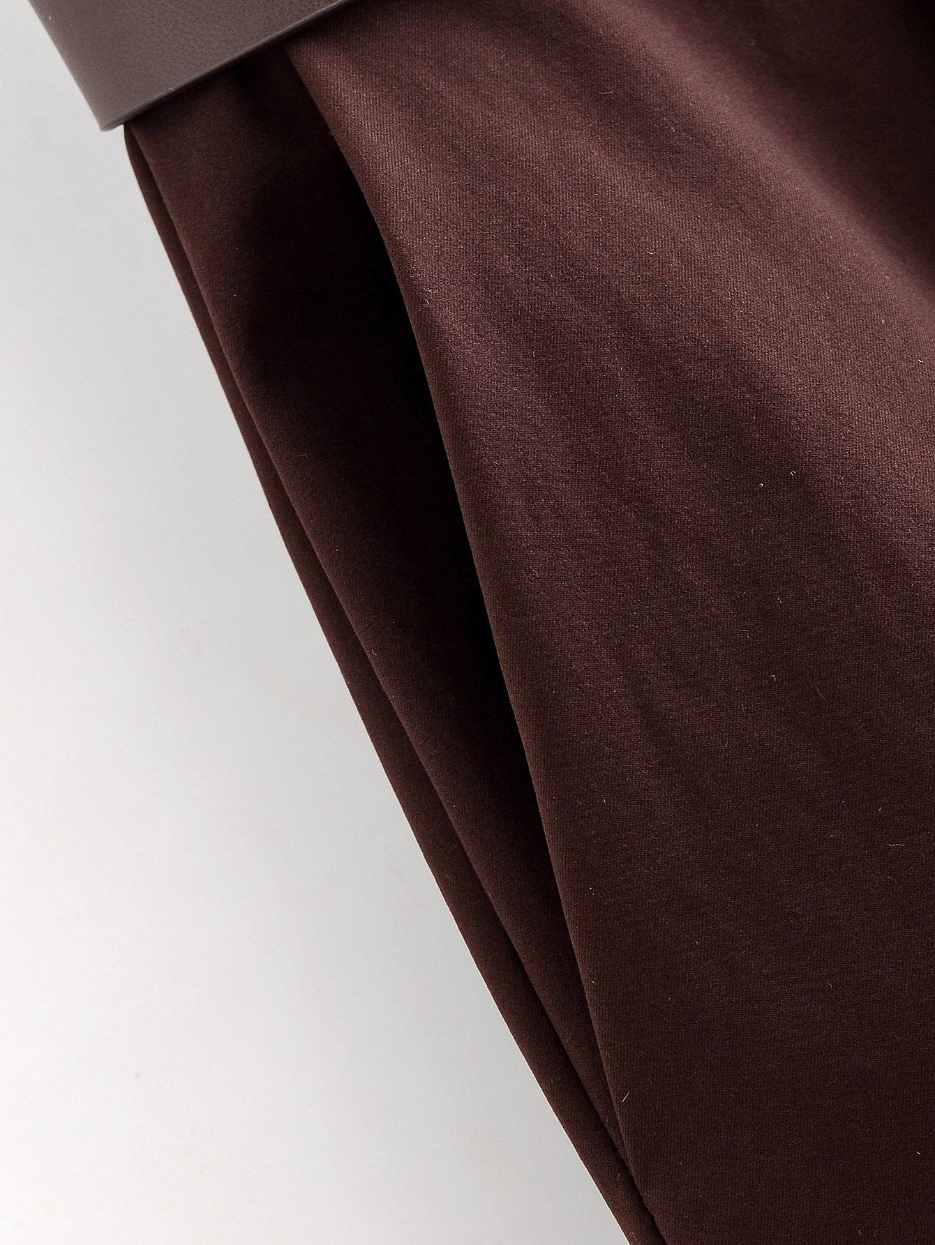 Chocolate Brown High-Waisted Wide-Leg Trousers With Belt