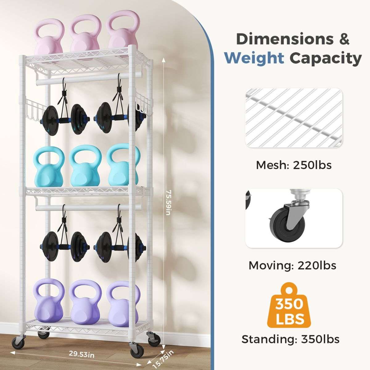 29.5-45-inch Rolling Clothes Rack With Adjustable Metal Shelves And Heavy-duty Hangers With Side Hooks,ideal For Homes And Laundry Rooms