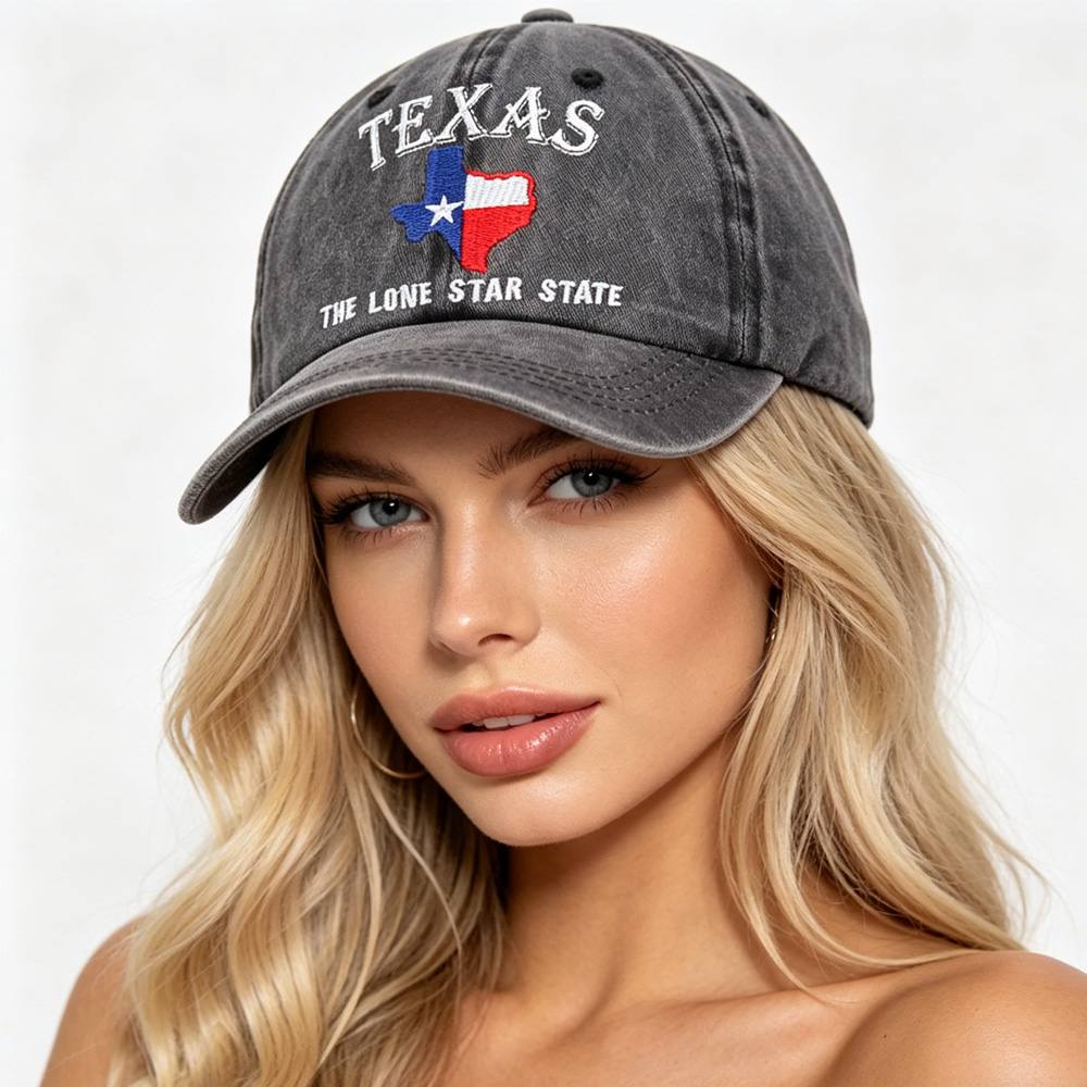 2pcs Texas The Lone Star State Embroidered Vintage Washed Baseball Cap - Adjustable Cotton Hat For Men Women