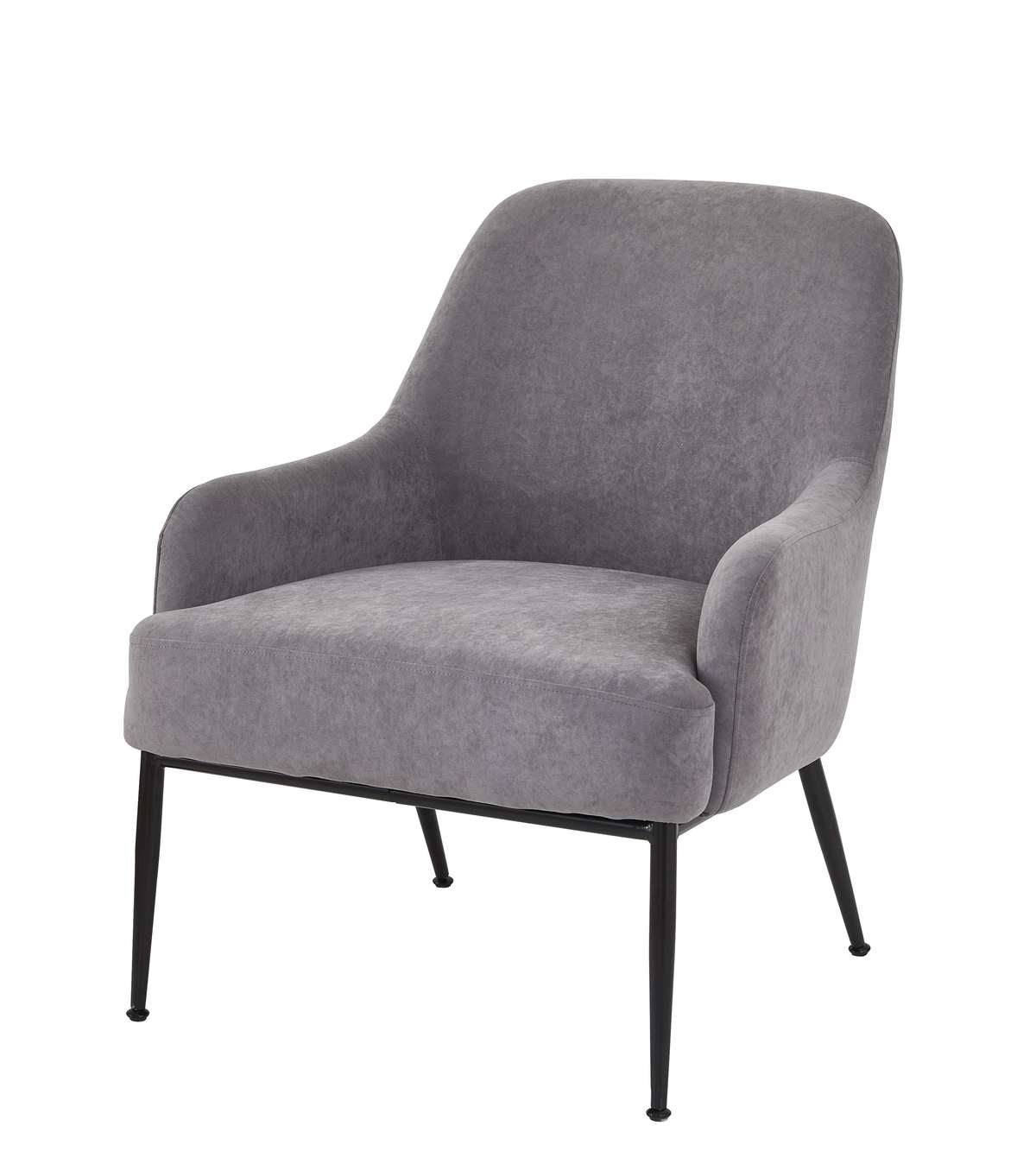 Grey Velvet Accent Chair, Modern Upholstered Armchair With Metal Legs, Comfy Side Chair For Living Room Bedroom