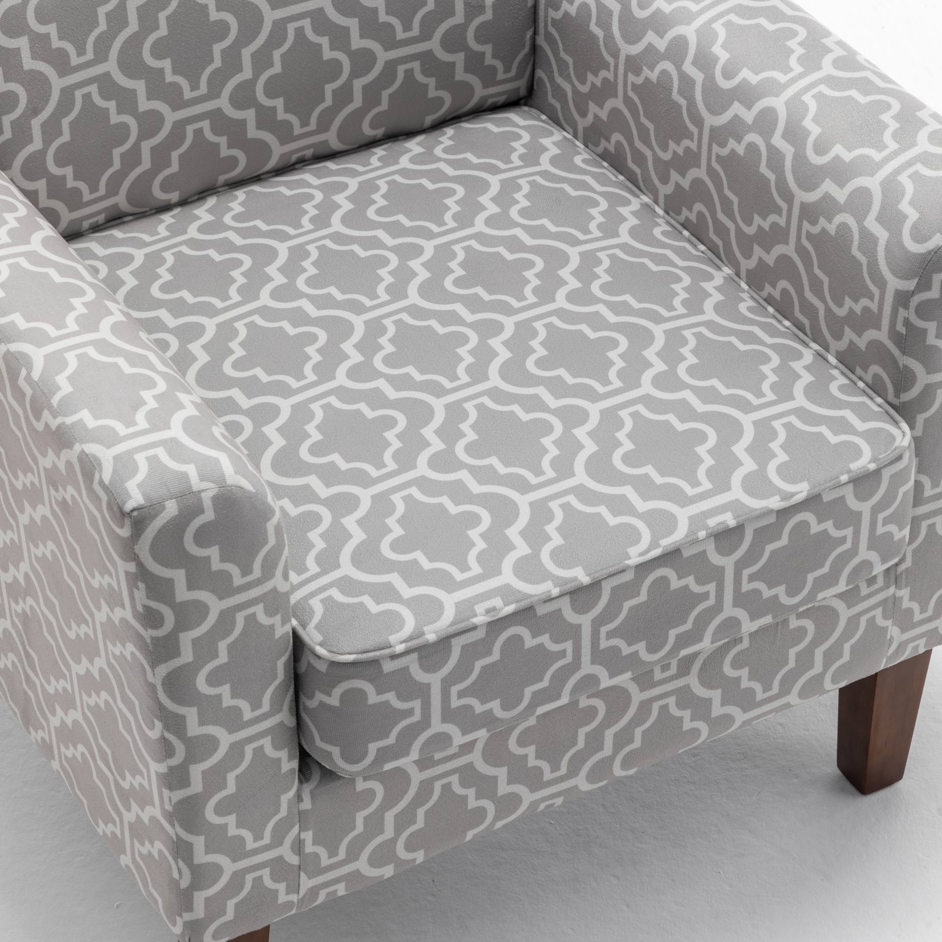 Patterned Polyester Blend Armchair, Solid Birch Wood Frame With Brown Tapered Legs, Foam Padded Accent Chair With Trim Detail For Living Room Office